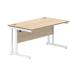 Polaris Rectangular Double Upright Cantilever Desk 1400x800x730mm Canadian Oak/White KF822300 KF822300