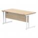 Polaris Rectangular Double Upright Cantilever Desk 1600x800x730mm Canadian Oak/White KF822310 KF822310