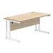Polaris Rectangular Double Upright Cantilever Desk 1600x800x730mm Canadian Oak/White KF822310 KF822310