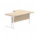 Polaris Left Hand Radial Double Upright Cantilever Desk 1600x1200x730mm Canadian Oak/White KF822320 KF822320