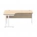 Polaris Left Hand Radial Double Upright Cantilever Desk 1600x1200x730mm Canadian Oak/White KF822320 KF822320