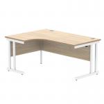 Polaris Left Hand Radial Double Upright Cantilever Desk 1600x1200x730mm Canadian OakWhite KF822320 KF822320