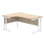 Polaris Left Hand Radial Double Upright Cantilever Desk 1600x1200x730mm Canadian Oak/White KF822320 KF822320