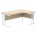 Polaris Right Hand Radial Double Upright Cantilever Desk 1600x1200x730mm Canadian Oak/White KF822330 KF822330