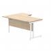 Polaris Right Hand Radial Double Upright Cantilever Desk 1600x1200x730mm Canadian Oak/White KF822330 KF822330