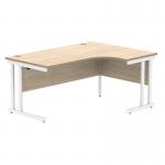 Polaris Right Hand Radial Double Upright Cantilever Desk 1600x1200x730mm Canadian OakWhite KF822330 KF822330