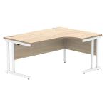 Polaris Right Hand Radial Double Upright Cantilever Desk 1600x1200x730mm Canadian Oak/White KF822330 KF822330