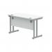 Polaris Rectangular Double Upright Cantilever Desk 1200x600x730mm Arctic White/Silver KF822340 KF822340