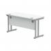 Polaris Rectangular Double Upright Cantilever Desk 1400x600x730mm Arctic White/Silver KF822350 KF822350