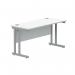 Polaris Rectangular Double Upright Cantilever Desk 1400x600x730mm Arctic WhiteSilver KF822350 KF822350