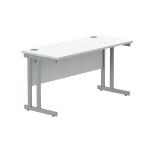 Polaris Rectangular Double Upright Cantilever Desk 1400x600x730mm Arctic White/Silver KF822350 KF822350