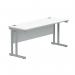 Polaris Rectangular Double Upright Cantilever Desk 1600x600x730mm Arctic White/Silver KF822360 KF822360