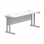 Polaris Rectangular Double Upright Cantilever Desk 1600x600x730mm Arctic WhiteSilver KF822360 KF822360