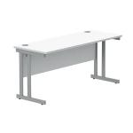 Polaris Rectangular Double Upright Cantilever Desk 1600x600x730mm Arctic White/Silver KF822360 KF822360
