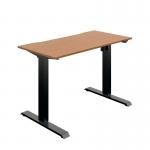 Okoform Single Motor Sit/Stand Heated Desk 1200x600x734-1234mm Nova Oak/Black KF822582 KF822582