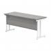 Polaris Rectangular Double Upright Cantilever Desk 1600x600x730mm Alaskan Grey Oak/White KF822600 KF822600