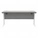 Polaris Rectangular Double Upright Cantilever Desk 1600x600x730mm Alaskan Grey Oak/White KF822600 KF822600