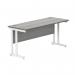 Polaris Rectangular Double Upright Cantilever Desk 1600x600x730mm Alaskan Grey OakWhite KF822600 KF822600