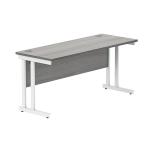 Polaris Rectangular Double Upright Cantilever Desk 1600x600x730mm Alaskan Grey Oak/White KF822600 KF822600