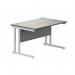 Polaris Rectangular Double Upright Cantilever Desk 1200x800x730mm Alaskan Grey OakWhite KF822610 KF822610