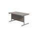 Jemini Single Upright Rectangular Desk 1200x800x730mm Grey Oak/Silver KF822631 KF822631