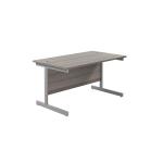 Jemini Single Upright Rectangular Desk 1200x800x730mm Grey Oak/Silver KF822631 KF822631