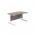 Jemini Single Upright Rectangular Desk 1200x800x730mm Grey OakWhite KF822641 KF822641