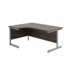 Jemini Radial Left Hand Desk 1600x800-1200x730mm Grey Oak/Silver 600mm Desk High Pedestal KF822671 KF822671