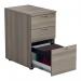 Jemini Radial Left Hand Desk 1600x800-1200x730mm Grey Oak/Silver 600mm Desk High Pedestal KF822671 KF822671