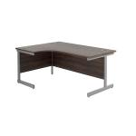 Jemini Radial Left Hand Desk 1600x800-1200x730mm Grey Oak/Silver 600mm Desk High Pedestal KF822671 KF822671