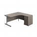 Jemini Radial Right Hand Desk 1600x800-1200x730mm Grey OakSilver 600mm Desk High Pedestal KF822681 KF822681