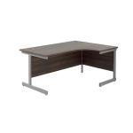 Jemini Radial Right Hand Desk 1600x800-1200x730mm Grey Oak/Silver 600mm Desk High Pedestal KF822681 KF822681