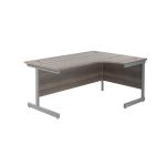Jemini Radial Right Hand Single Upright Desk 1600x800-1200x730mm Grey Oak/Silver KF822711 KF822711