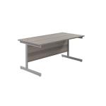 Jemini Single Upright Rectangular Desk 1600x800x730mm Grey Oak/Silver KF822731 KF822731