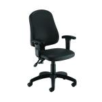 First Calypso Operator Chair with Adjustable Arms 640x640x985-1175mm Polyurethane Black KF822882 KF822882