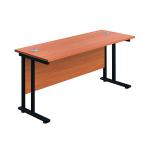 Jemini Rectangular Double Upright Cantilever Desk 1200x600x730mm Beech/Black KF822936 KF822936