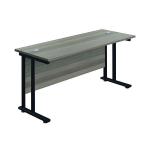 Jemini Rectangular Double Upright Cantilever Desk 1200x600x730mm Grey Oak/Black KF822967 KF822967