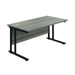 Jemini Rectangular Double Upright Cantilever Desk 1200x800x730mm Grey Oak/Black KF823032 KF823032