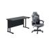Double Upright Rectangular Desk 1200x600 Black Ludus Level 1 Gaming Chair Black KF823041 KF823041