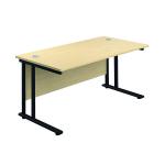 Jemini Rectangular Double Upright Cantilever Desk 1200x800x730mm Maple/Black KF823049 KF823049