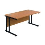 Jemini Rectangular Double Upright Cantilever Desk 1200x800x730mm Nova Oak/Black KF823056 KF823056