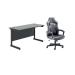 Single Upright Rectangular Desk 1400x600 Black Ludus Level 1 Gaming Chair Black KF823061 KF823061