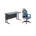 Double Upright Rectangular Desk 1400x600 Black Ludus Level 1 Gaming Chair Black/Sky Blue KF823124 KF823124