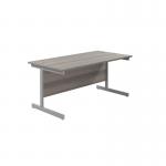 Jemini Single Upright Rectangular Desk 1600x800mm Grey OakSilver with 2 Drawer Pedestal KF823254 KF823254