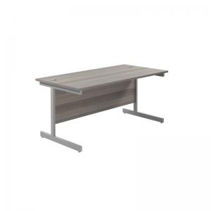 VOW Jemini Single Upright Rectangular Desk 1600x800mm Grey OakSilver