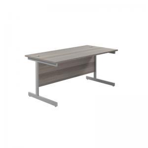 VOW Jemini Single Upright Rectangular Desk 1600x800mm Grey OakSilver