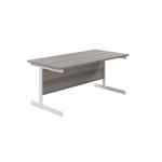 Jemini Single Upright Rectangular Desk 1600x800x730mm Grey Oak/White KF823278 KF823278