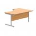 Astin Radial Left Hand SU Cantilever Desk 1600x1200x730mm Norwegian Beech/Silver KF824084 KF824084