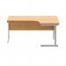 Astin Radial Right Hand SU Cantilever Desk 1600x1200x730mm Norwegian Beech/Silver KF824091 KF824091