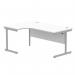 Astin Radial Left Hand SU Cantilever Desk 1600x1200x730mm Arctic White/Silver KF824169 KF824169